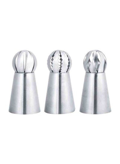 Buy 3-Piece Stainless Steel Sphere Nozzles Set Silver in Saudi Arabia