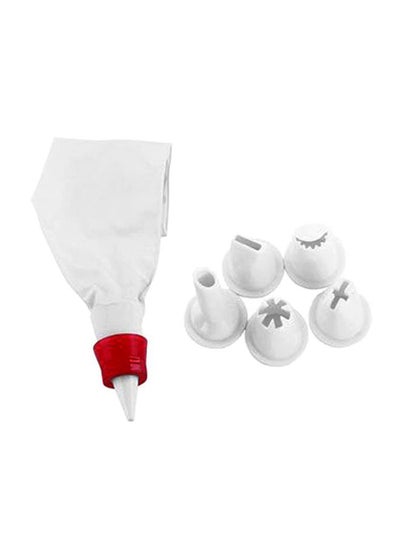 Buy 5-Piece Plastic Nozzles With Icing Bag White/Red in UAE