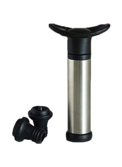 Buy 3-Piece Beverage Stopper With Vacuum Pump Bar Set Silver/Black 15.6centimeter in Saudi Arabia