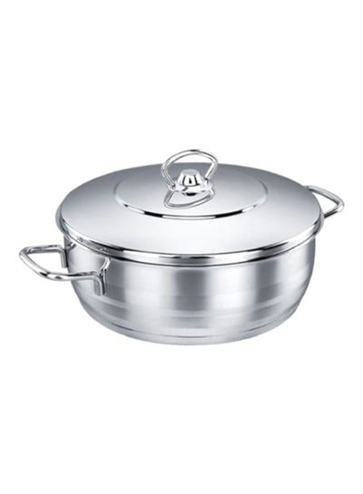 Buy Extra Low Casserole With Lid Silver 7.5Liters in Saudi Arabia