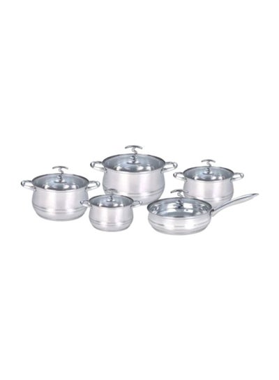 Buy 5-Piece Stainless Steel Casserole Set Silver/Clear Silver in UAE