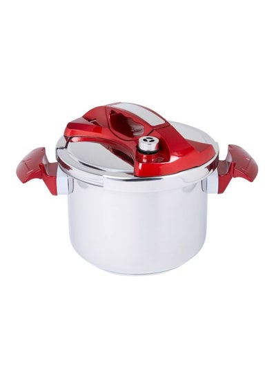 Buy Pressure Cooker With Lid Silver/Red 6Liters in UAE