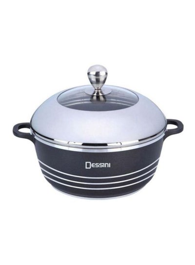 اشتري Non-Stick Cooking Pot Black/Silver/Clear 32cm في الامارات