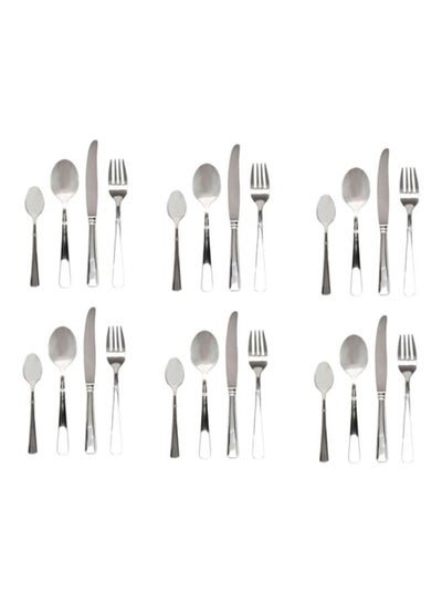 Buy 24-Piece Stainless Steel Cutlery Set With Stand Silver in UAE