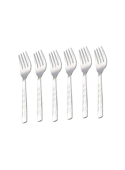 Buy 6-Piece Symphony Tea Fork Set Silver in UAE