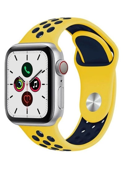 Buy Replacement Strap Watchband For Apple Watch Series 7 41mm / 6 / SE / 5 / 4 40mm / 3 / 2 / 1 38mm Yellow/Blue in UAE