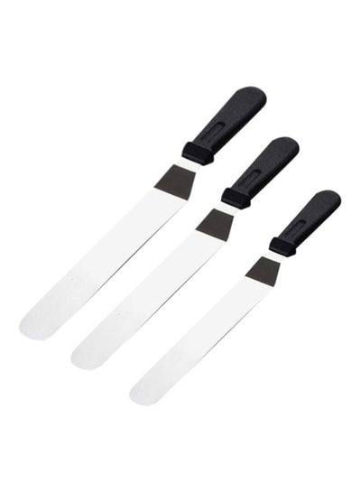 Buy 3-Piece Stainless Steel Baking Butter Knife Set Silver/Black in Saudi Arabia