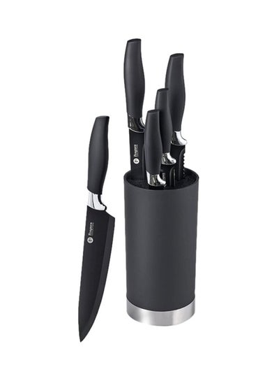 Buy 6-Piece Aria Knife Set Black/Silver 6.33x6.25x5.25cm in Saudi Arabia