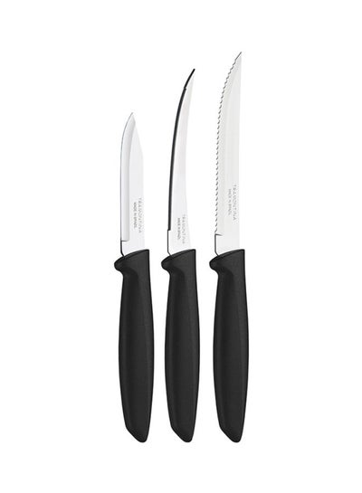 Buy 3-Piece Stainless Steel Knives Set Silver/Black 0.5kg in Egypt