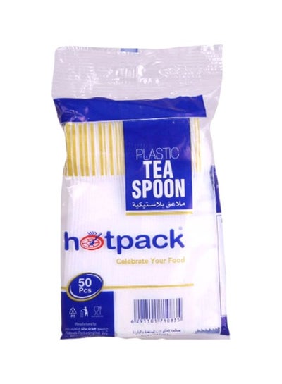 Buy 50-Piece Plastic Tea Spoon Set White 50 x 6inch in UAE