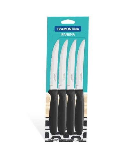 ODERFUN Steak Knives Set of 4, High Carbon Serrated Steak Knives 4.5 Inch,  Full Tang and Ergonomic Handle, German Stainless Steel Steak Knife Set with