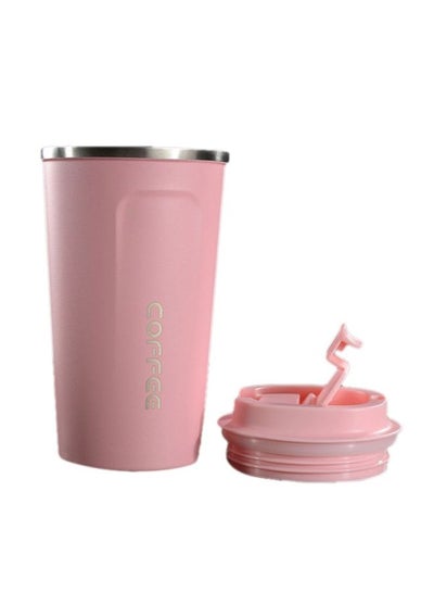 Buy Stainless Steel Coffee Thermos Mug Pink/Silver 17.5x8.8cm in Egypt