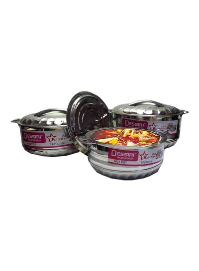 Buy 6-Piece Sturdy And Durable Unique Designed Easy To Handle Stainless Steel Hot Pot With Lid Silver 1xBig Hot Pot 5 liter, 1xMedium Hot Pot 3.5 liter, 1xSmall Hot PotLiters in UAE