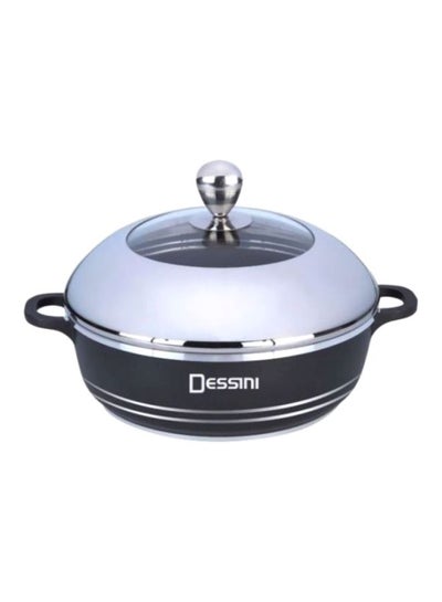 Buy Teflon Casserole With Lid Black/Silver 28cm in UAE