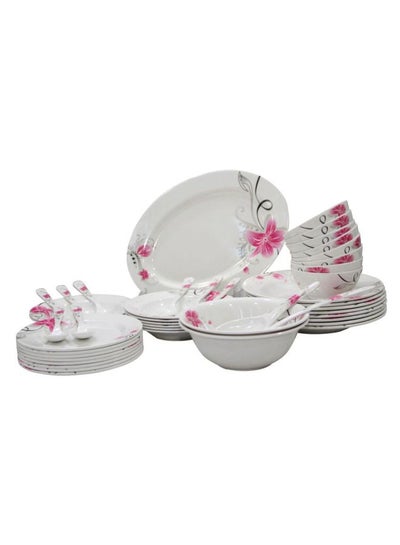 Buy 45-Piece Dinner Set White/Pink/Black in Saudi Arabia