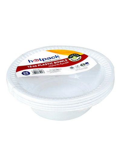 Buy 25-Piece Disposable Plastic Bowls White in Saudi Arabia