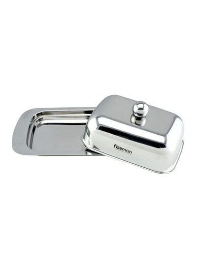 Buy Stainless Steel Butter Dish Silver 18x12x7cm in UAE