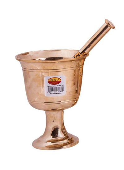 Buy Brass Mortar With Stand Brown 13x10.5cm in UAE