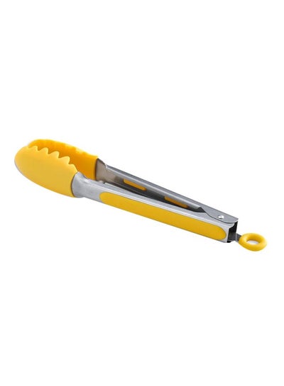 Buy Silicone Food Tong Yellow/Silver 9inch in UAE