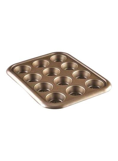 Buy 12-Cup Muffin Pan Gold 38x29.5x3.5centimeter in Saudi Arabia