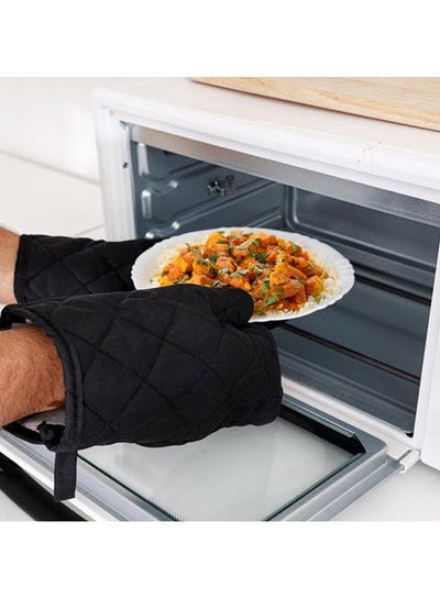 Buy 2-Piece Oven Mitts Black 16.5x24.5cm in UAE