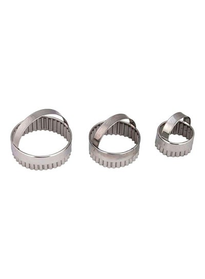 Buy 3-Piece Biscuit Cutters With Handle Silver 12.95x11.17x3.8cm in UAE