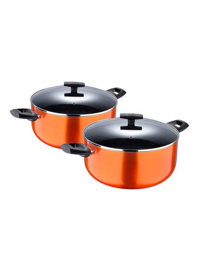 Buy 4-Piece Ultra Press Aluminium Non-Stick Induction Bottom Casseroles Set Inlcudes 1xCasserole With Lids 28cm, 1xCasserole With Lids 24 cm Orange/Black in UAE