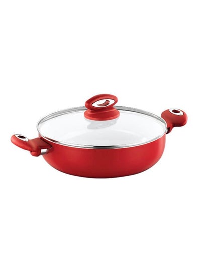 Buy Low Casserole With Lid Red/Clear 24x8cm in UAE