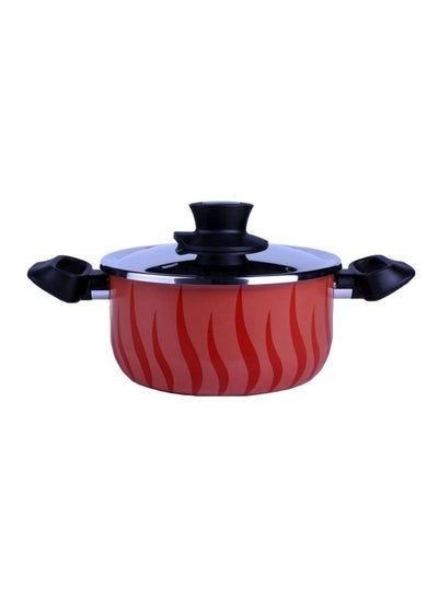 Buy Tempo Flame 26Cm Casserole Stew Pot With Lid, Aluminum Non-Stick Red/Black/Silver 26cm in UAE