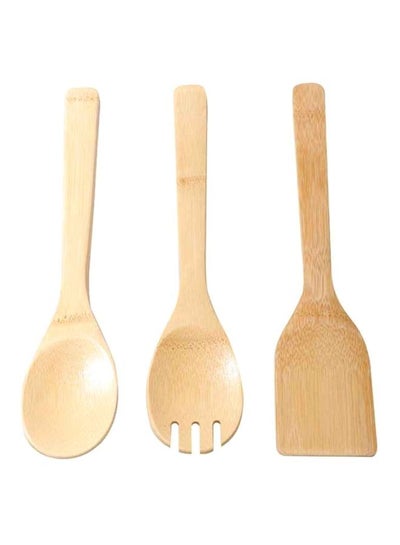 Buy 3-Piece Bamboo Utensil Set beige in Saudi Arabia