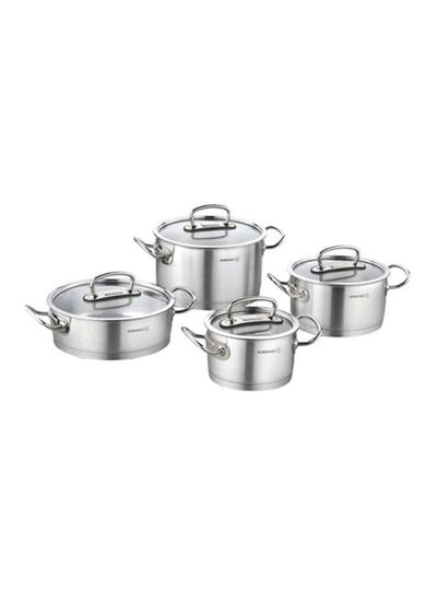 Buy 8-Piece Proline Cookware Set Silver 3x Casserole (2, 4, 6.3), 1x Low Casserole - 3.4Liters in Saudi Arabia