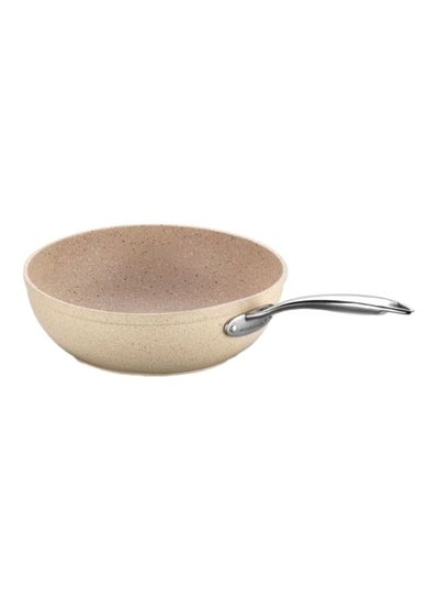 Buy Granita Wok Pan Beige/Silver 24x6.5cm in UAE