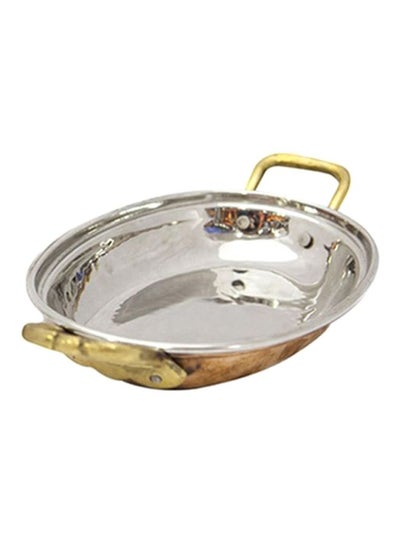 Buy Copper Kadai With Handle Silver/Gold 3.8x27.4x17.4cm in Saudi Arabia