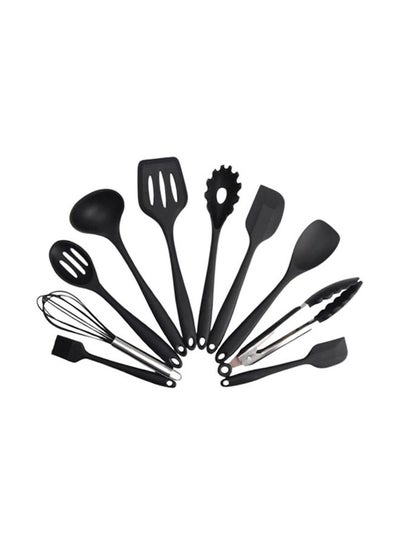 Buy 10-Piece Heat-Resistant Non-Stick Kitchen Utensil Set black in Saudi Arabia