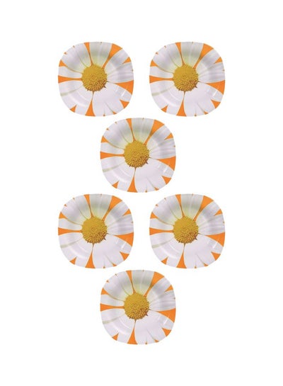 Buy 6-Piece Paquerette Melon Dessert Plates White/Yellow/Orange 19cm in UAE