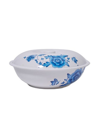 Buy 2-Piece Melamin Bowl Set White/Blue 26cm in UAE