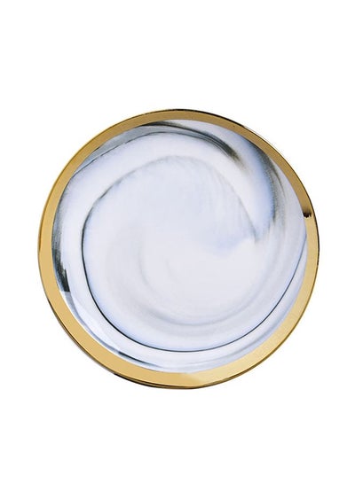 Buy Shallow Dinner Plate White/Gold/Blue 6inch in UAE