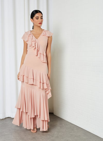 Buy Frilled Tier Dress Pink in UAE