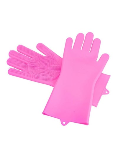 Buy Pair Of Heat-Resistant Oven Gloves Pink 35.7x16.5cm in Saudi Arabia