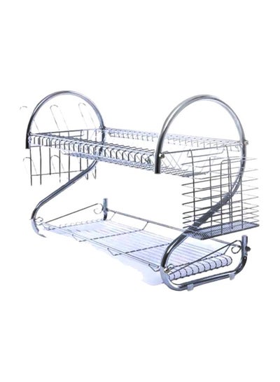 Buy 2 Layered Dish Rack Silver 550x250x395mm in UAE