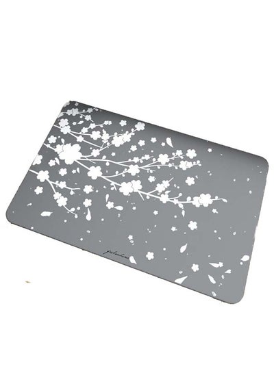 Buy 2 Pieces Diatom Mud Bathroom Plum Blossom Flower Design Foot Mat Dark Grey 60x39cm in UAE