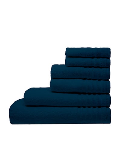 Buy 6-Piece 100% Cotton Smart Twist Towel Set Includes 1xLarge Bath Towel 90x150cm, 1xBath Towel 70x130 cm, 2xHand Towels 50x90 cm, 2xWash Towel 30x30 cm Navy 70x130 ,50x90 ,30x30cm in Saudi Arabia