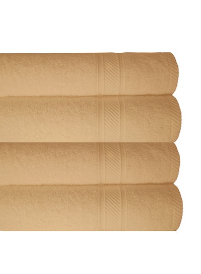 Buy 4-Piece 100% Cotton 500 GSM Plush Towel Set Beige 70x140cm in Saudi Arabia