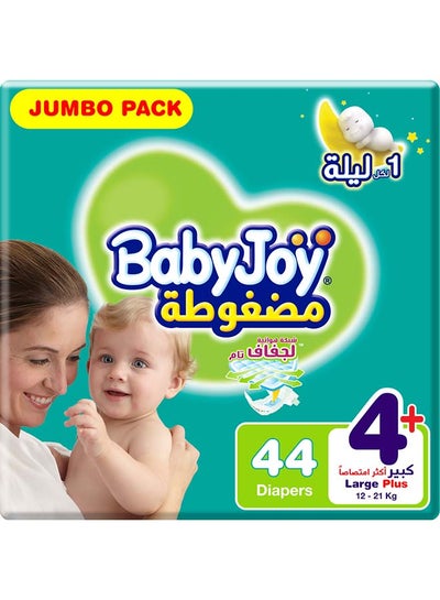 Buy Compressed Diamond Pad, Size 4+ Large Plus, 12 to 21 kg, Jumbo Pack, 44 Diapers in UAE
