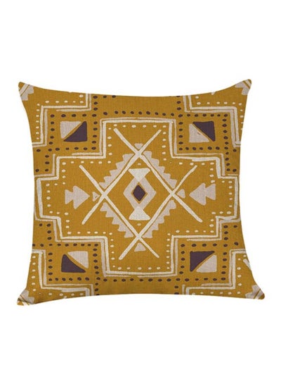 Buy Decorative Printed Soft Pillow Black/White/Mustard 45 x 45cm in Saudi Arabia