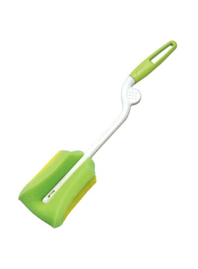 Buy 2-Way Flexible, Foldable Sponge Brush Designed Specifically for Soft, Plastic Bottles, Green/White - 4547 in UAE