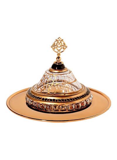 Buy Dates Plate With Lid Black/Gold 25x25cm in Saudi Arabia