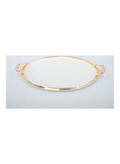 Buy Round Tray Set White/Gold 40x40cm in Saudi Arabia