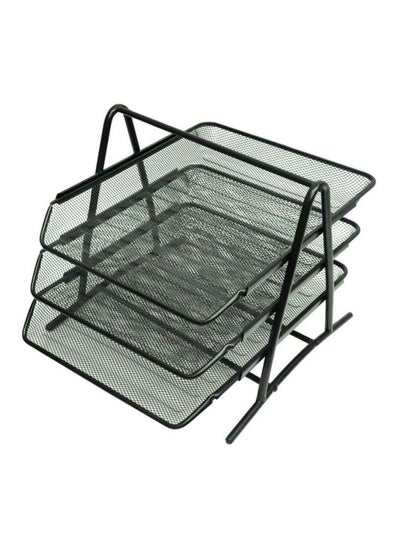 Buy 3 Layer Wire Office Tray Set Black in UAE