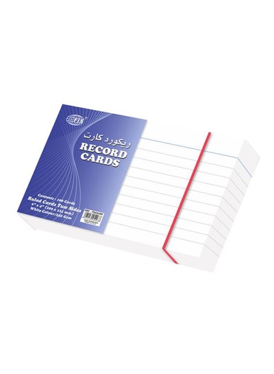 Buy 100-Piece Two Sides Ruled Record Card White in UAE